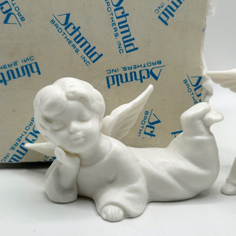 Schmid Bros Vintage White Sleeping Cherub Angels Figurines Japan